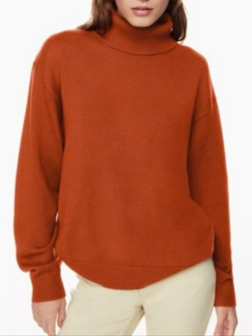 Aritzia Wilfred Free Merino Wool Knit Turtleneck Sweater Rust Orange 2XS